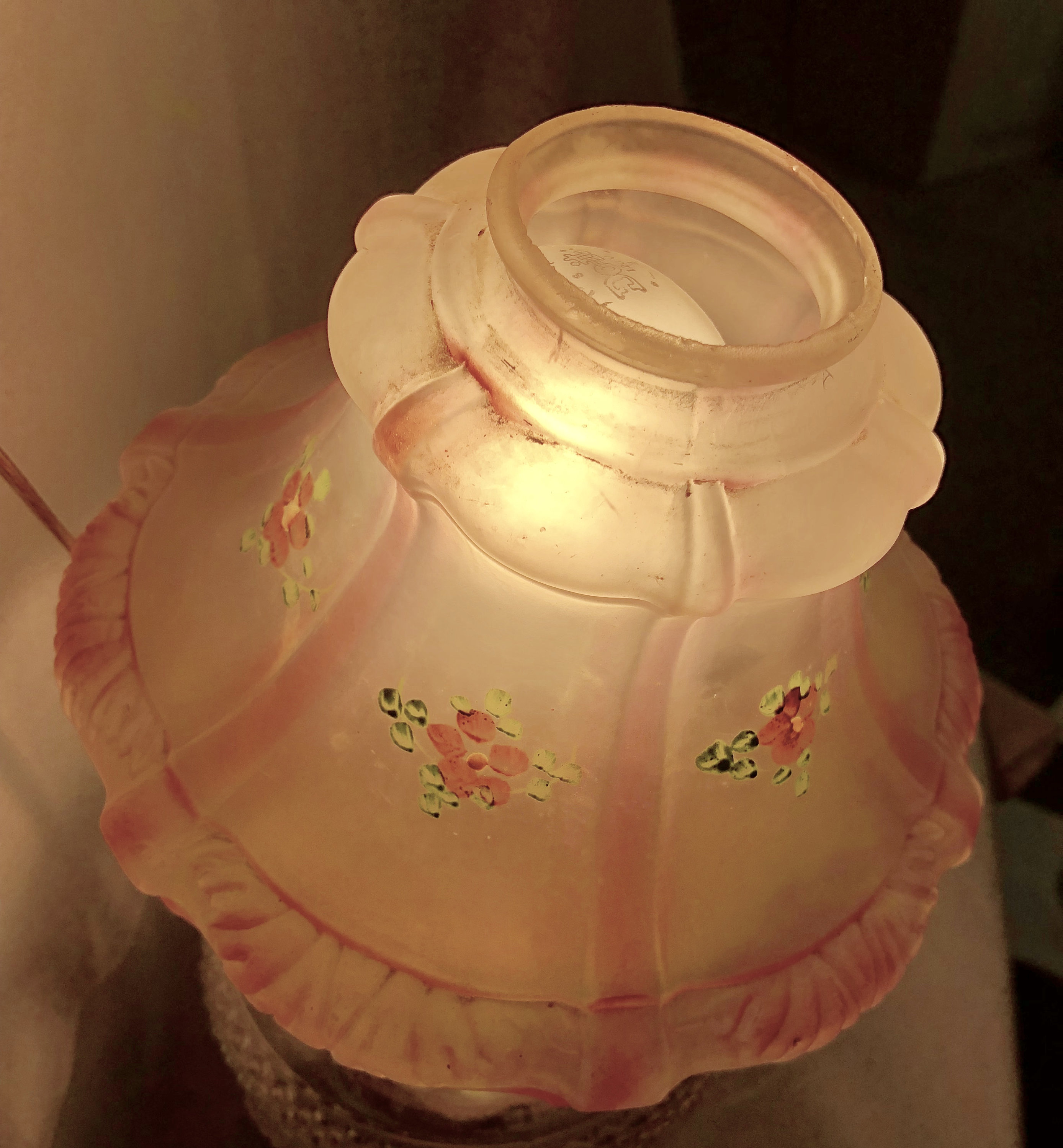 Antique Victorian Bell Shaped Frosted Glass Lamp Shade with Delicate