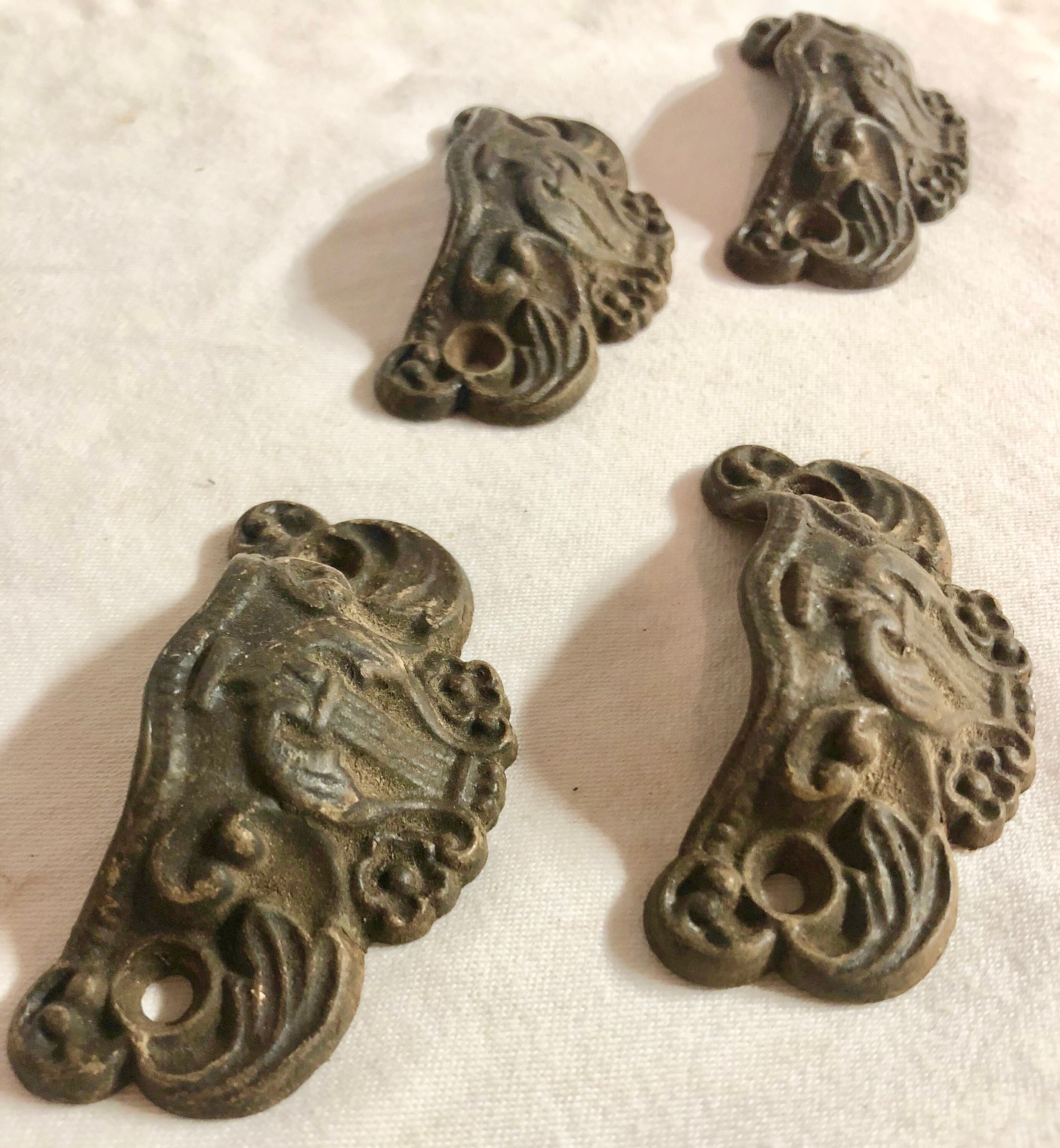 Antique Victorian Ornate Metal Drawer Pulls/Hardware - Set of Four