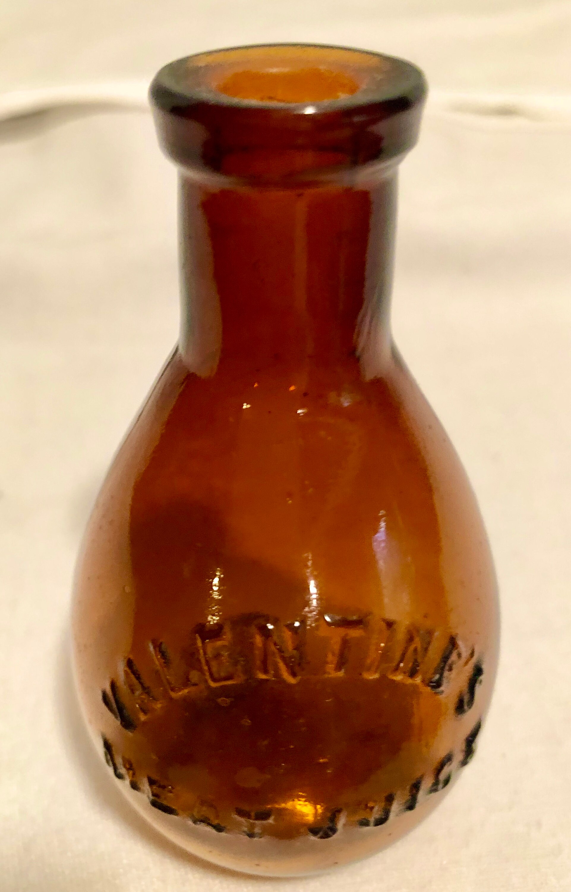 Antique Valentine's Meat Juice Amber Glass Bottle