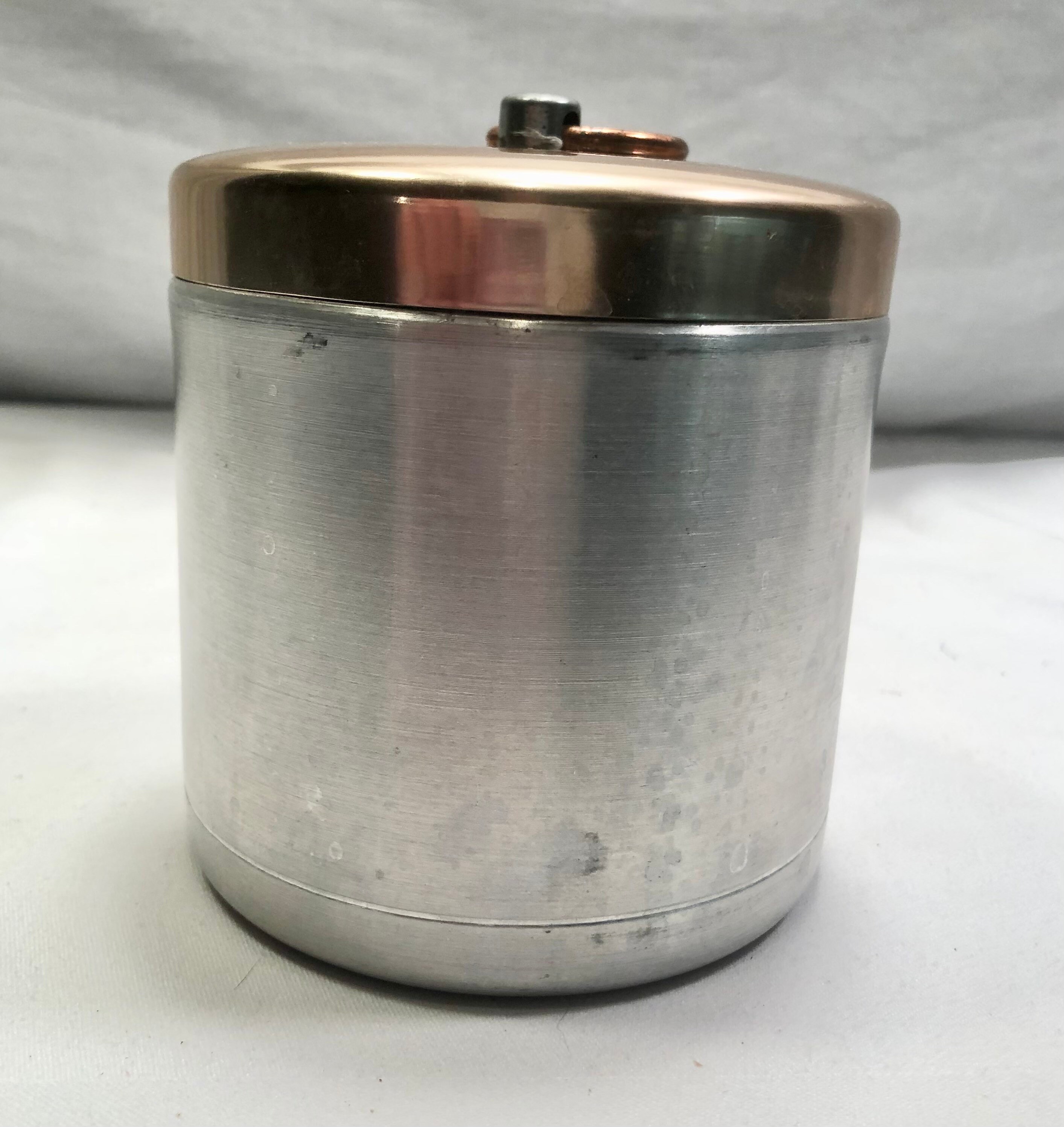 Vintage Aluminum/Copper Grease Storage Container/Canister with Strainer