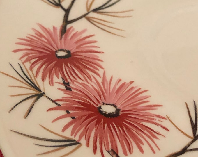 Edwin Knowles Midcentury Coral Pine Saucers Set of Seven K4090