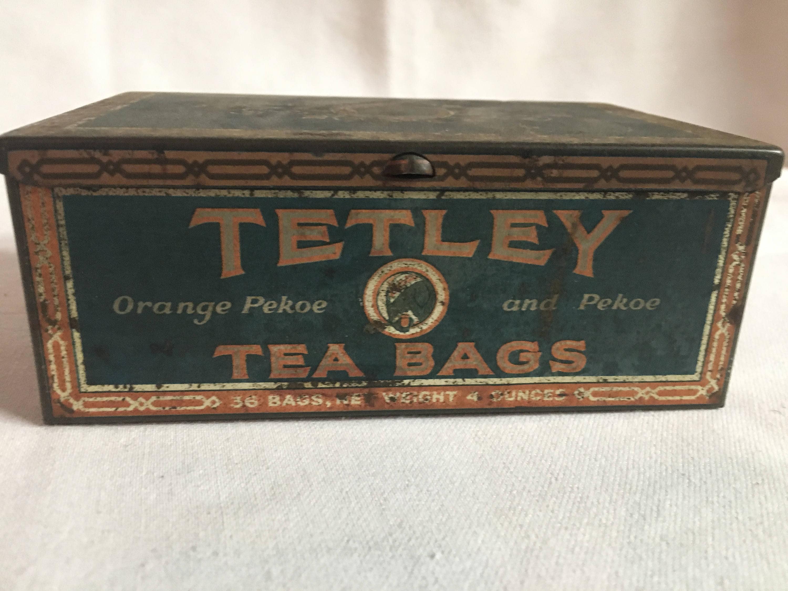 Antique Tetley Tea Bag Tin Box