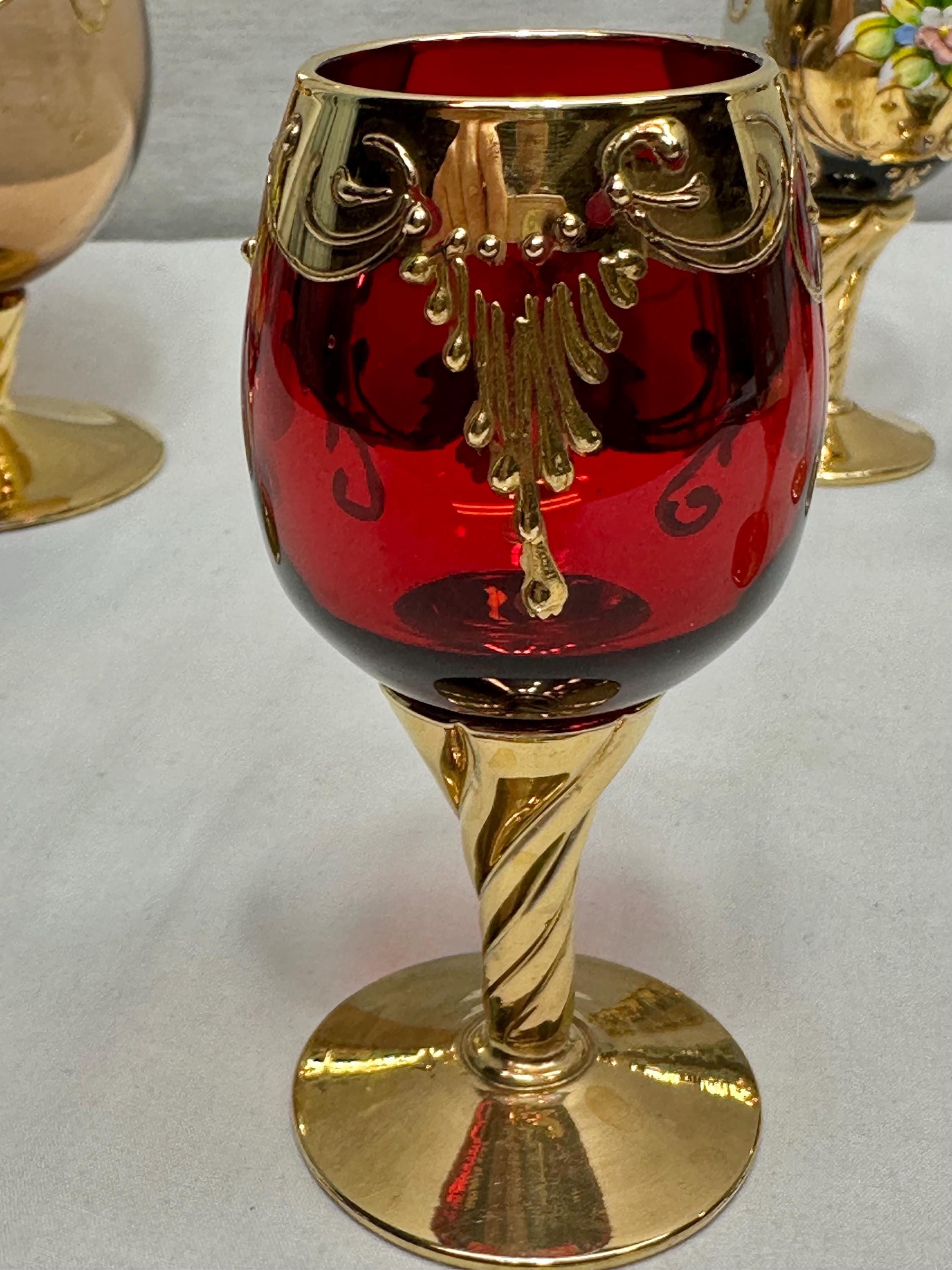 アンティーク ムラーノガラス デキャンタ セット：トレ・フオキ