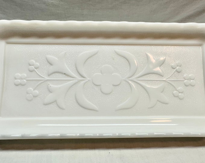 Vintage Westmorland Glass White Milk Glass Rectangular Serving Plate