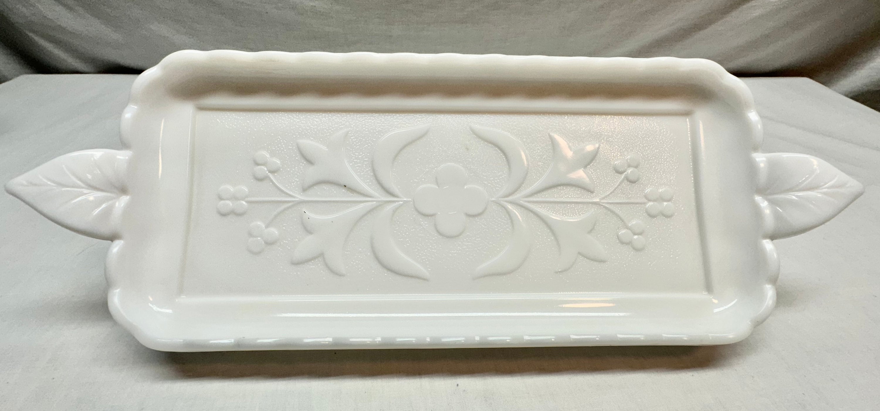 Vintage Westmorland Glass White Milk Glass Rectangular Serving Plate