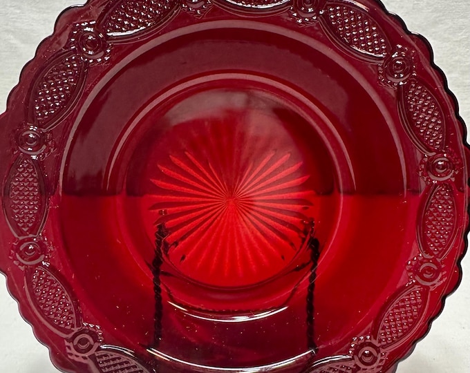 Vintage Avon Ruby Red Glass 1876 Cape Cod Collection Soup/Cereal Bowl-in Original Box
