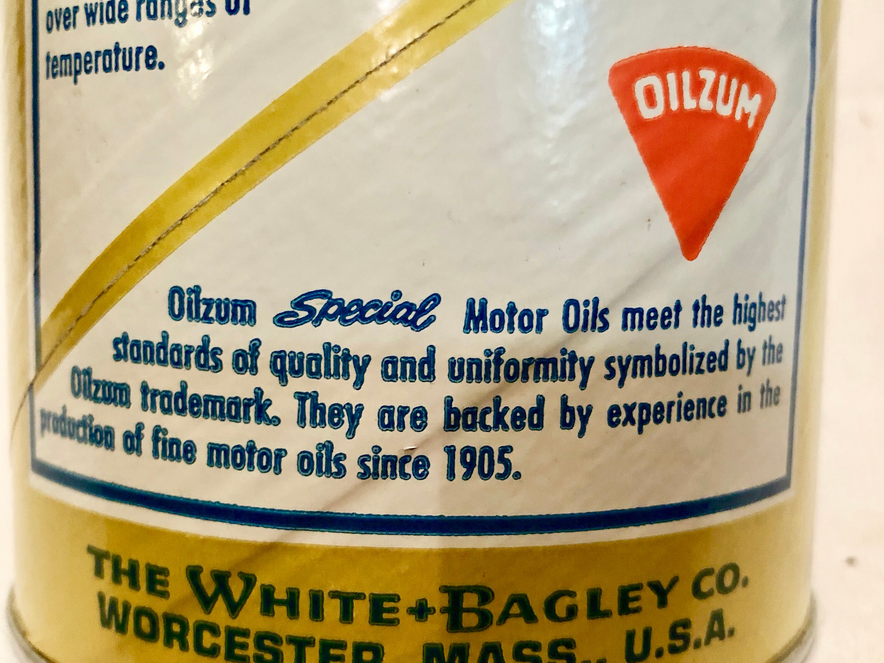 Vintage Oilzum Motor Oil Can Full. Circa 196070s