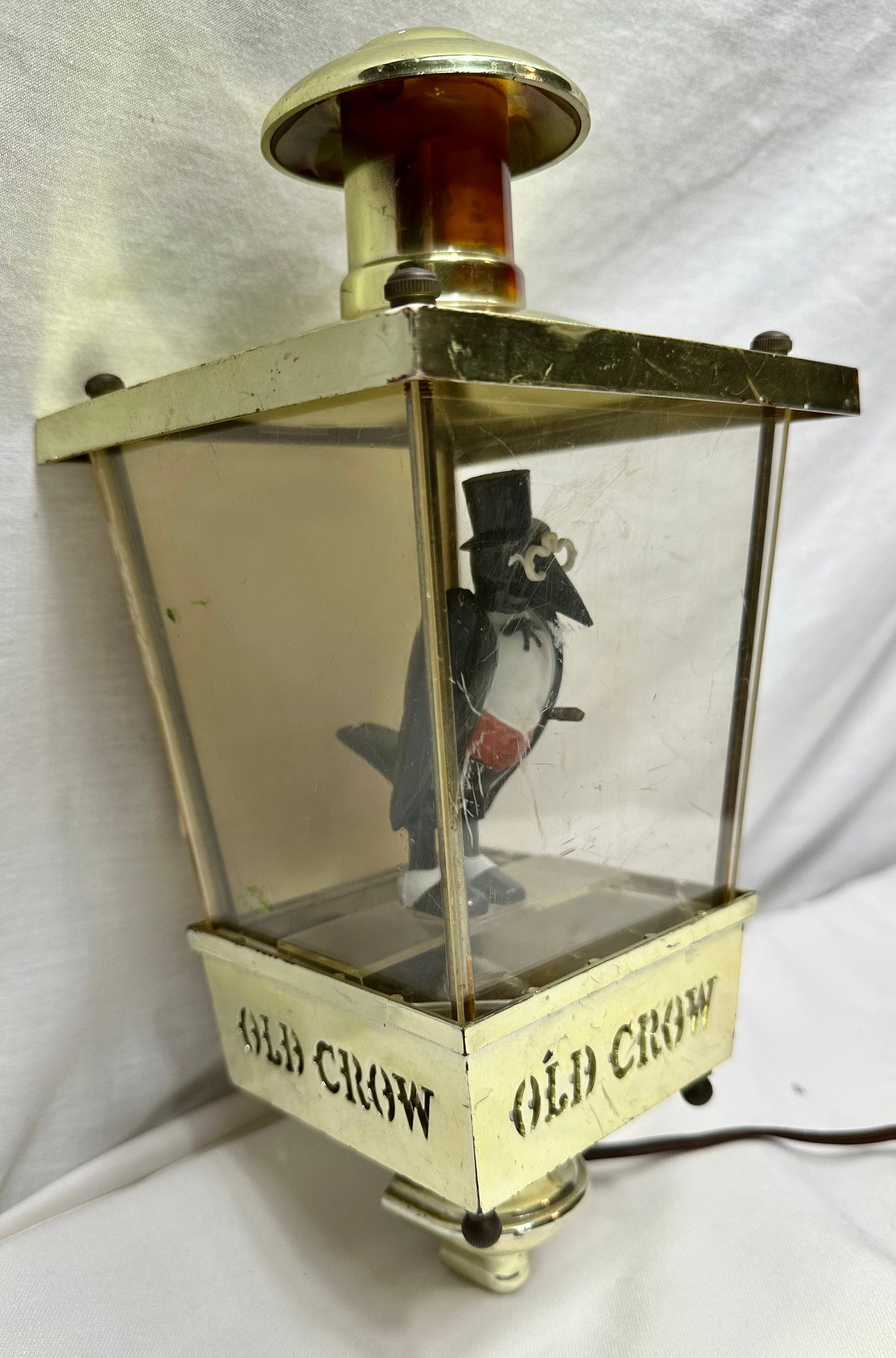 Vintage Old Crow Bourbon Illuminated Wall Lantern
