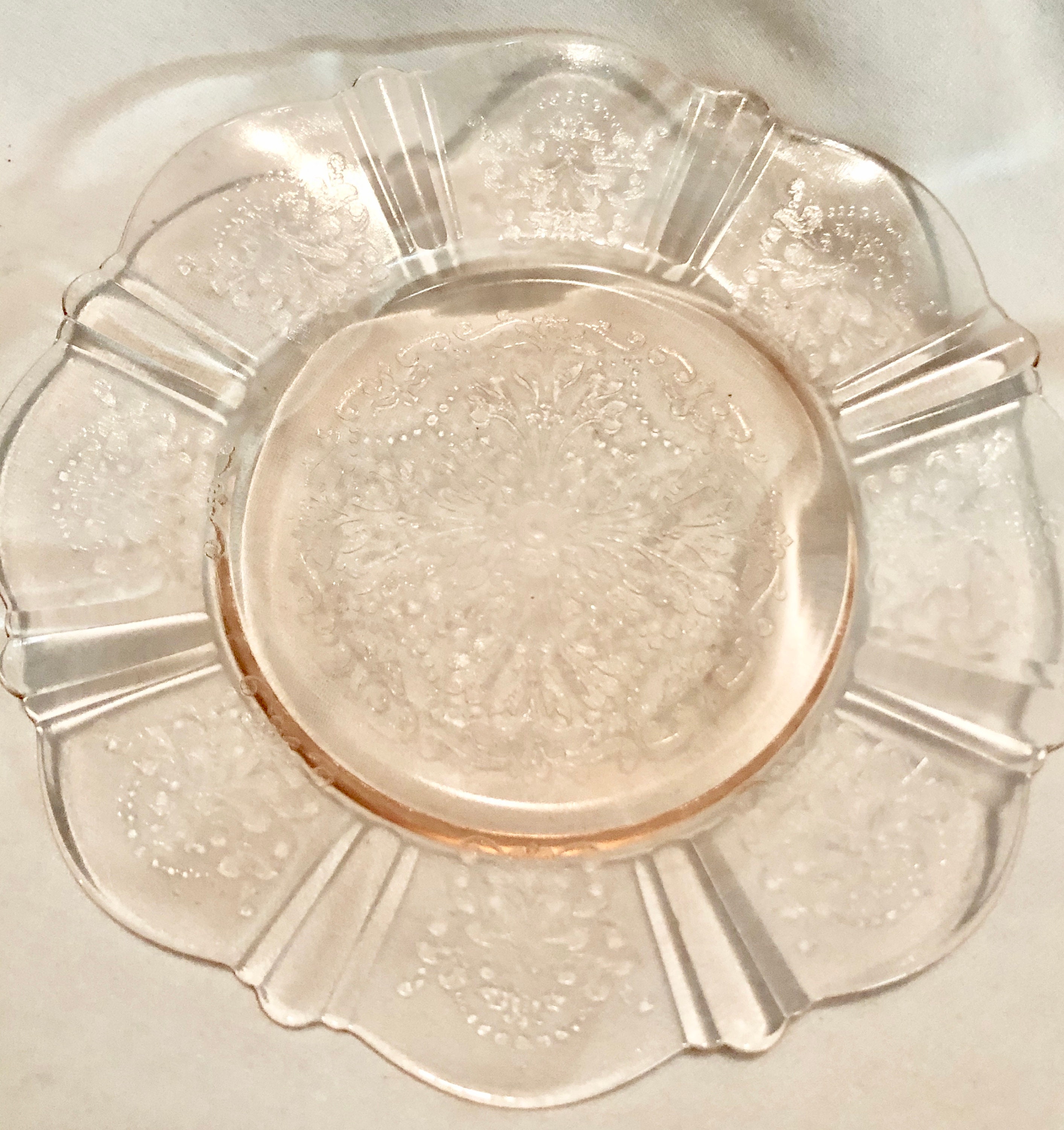 Vintage Blush Pink American Sweetheart Depression Glass Dessert Plates