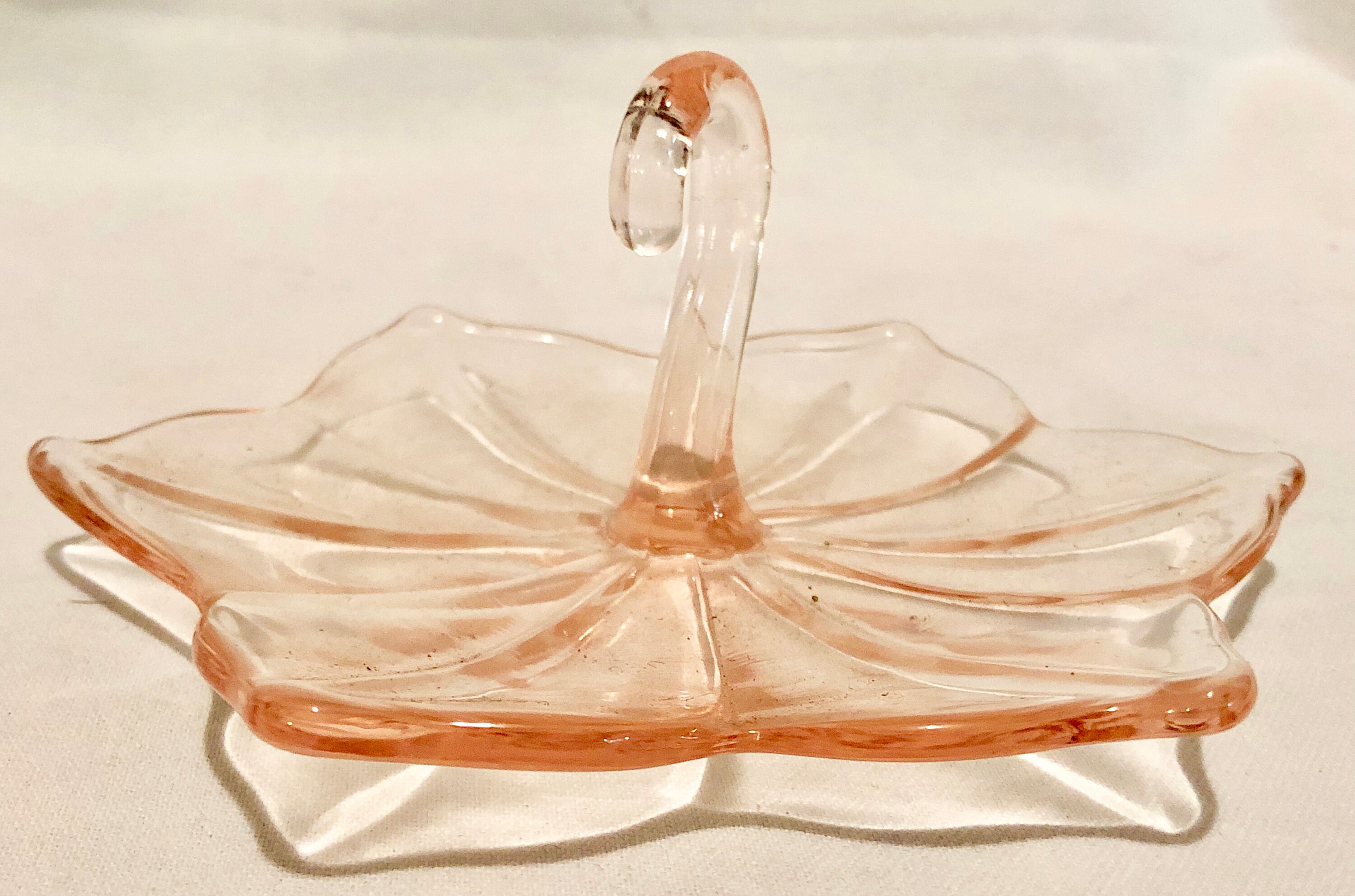 Vintage Blush Pink Depression Glass Serving/Candy Dish