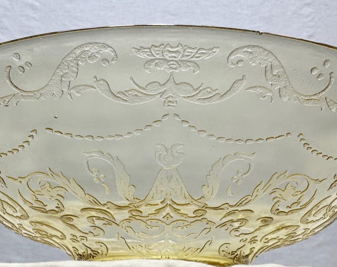Antique Yellow Depression Glass Serving Bowl/Dish/Centerpiece-Madrid Pattern