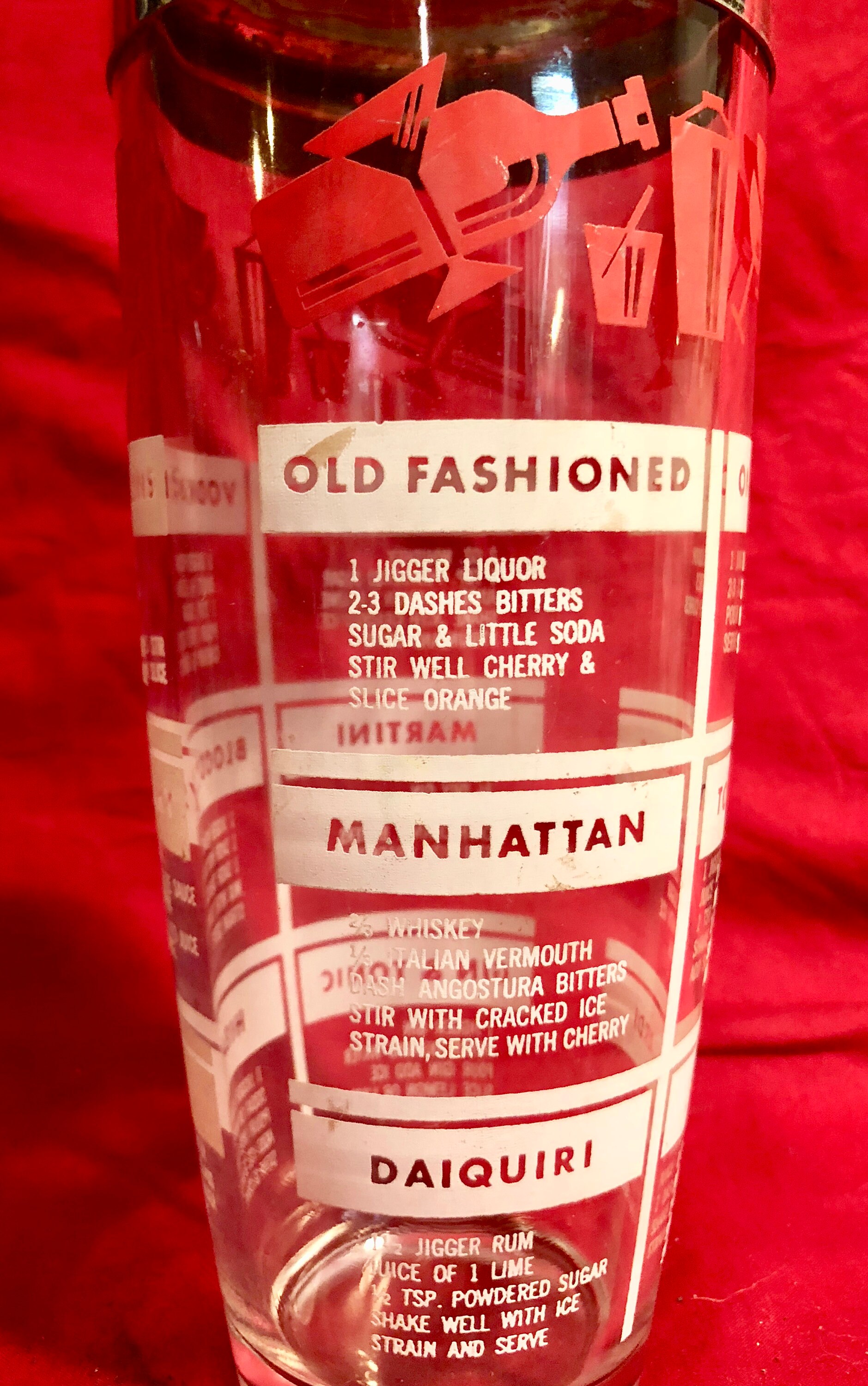 Vintage Clear Glass Cocktail Shaker with Stainless Steel Top