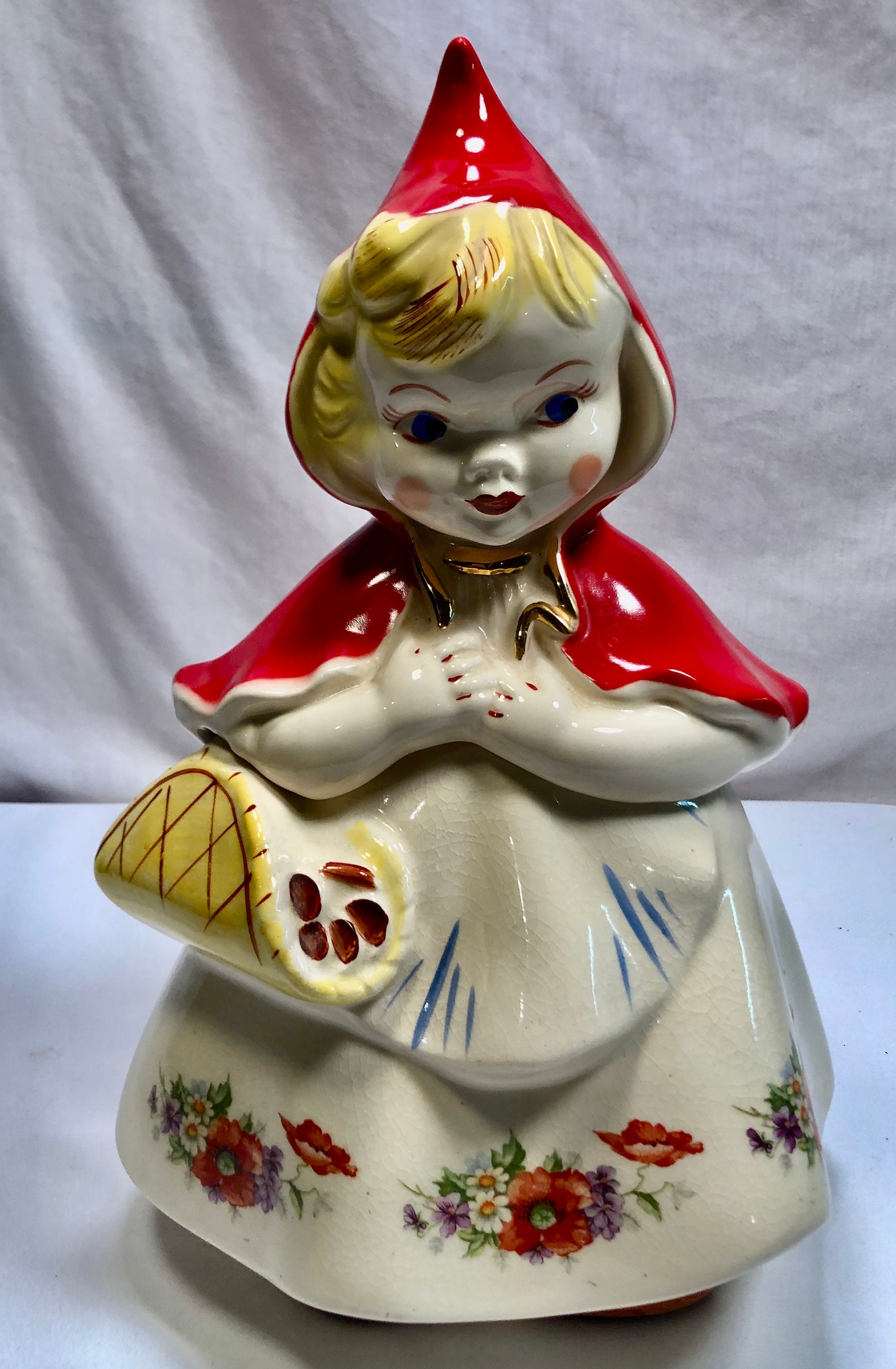 Vintage Little Red Riding Hood Cookie Jar, Hull Pottery, Crooksville