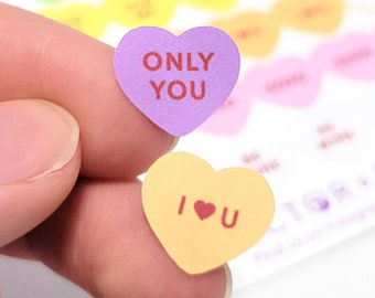 Conversation Hearts Journal Sticker Sheet | Valentine's Day | Stickers