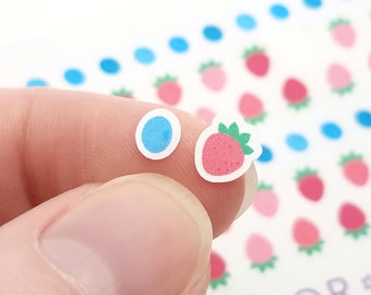 Strawberry Blueberry Mini Journal Sticker Sheet | Sweet Stickers | Fruit