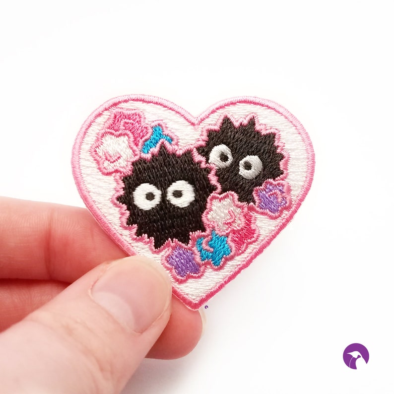 2 Soot Sprite Heart Patch Embroidered Patches image 1