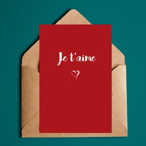 Carte postale - Je t'aime - Formats A6, envoyer lettres et courriers - Saint Valentin, couple