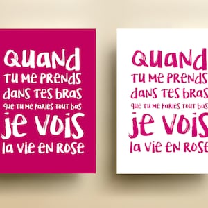 Carte postale - Je vois la vie en rose - Édith Piaf - Formats A6, envoyer lettres et courriers - Amour Saint Valentin