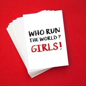 Carte postale - Who Run The World ? Girls ! - Formats A6, pour envoyer lettres et courriers, citation chanson beyoncé