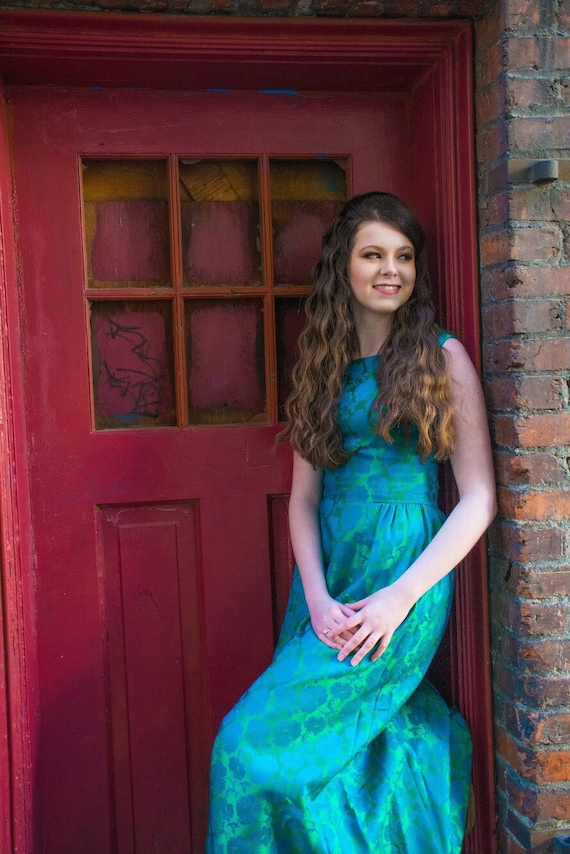Vintage Brocade Prom Dress, Column Dress, Prom Dre