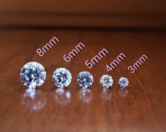 Round Brilliant Cut Diamond Stud Earrings, 14K Solid Yellow/White Gold,  Women's Men's Created Diamond Earrings, Solitaire Earrings