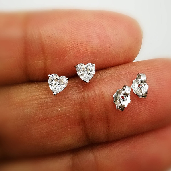 3/4 Ct Heart Shape Solitaire Diamond Stud Earrings 14K White Gold Over Classic Earrings Womens Stud Earrings