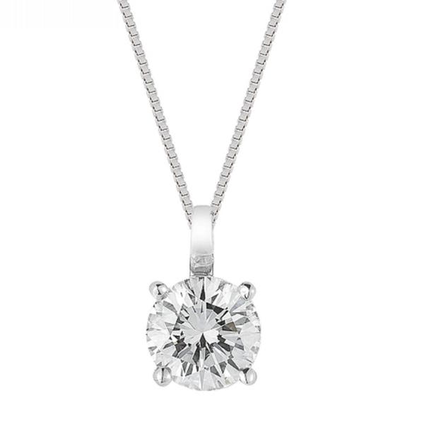 1 Ct Diamond Solitaire Pendant 6MM Round with 18" Chain 14k White Gold Over, Womens Diamond Necklace,Gift for her, Gift for Mom