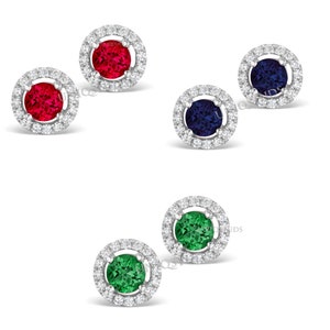 Damen Halo Ohrringe, Diamant Halo Ohrringe, 14K Weißgold über Damen Ohrringe, Edelstein Ohrringe, Geschenk für sie, Geschenk für Mama