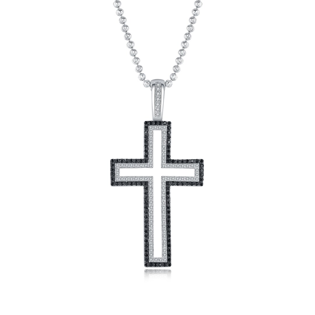 Diamond Cross Pendant Necklace, Religious Pendant, White Diamond Cross