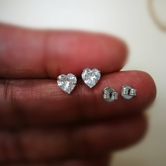 2 Ct Heart Shape Solitaire Diamond Stud Earrings 14K White Gold