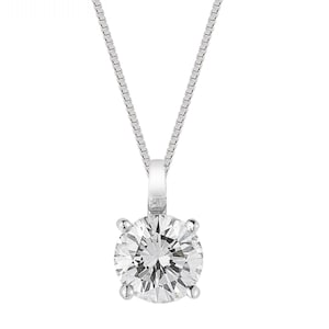 Collier à pendentif solitaire en diamant de 2 ct avec chaîne de 46 cm (18 po.) au fini or blanc 14 carats, collier diamant pour femme