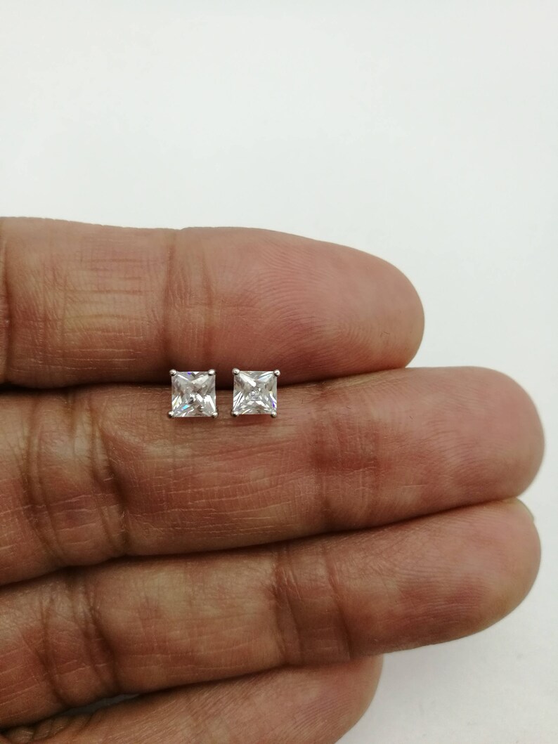 1/2 Ct Diamond Stud Earrings Princess Cut Solitaire Earrings Etsy