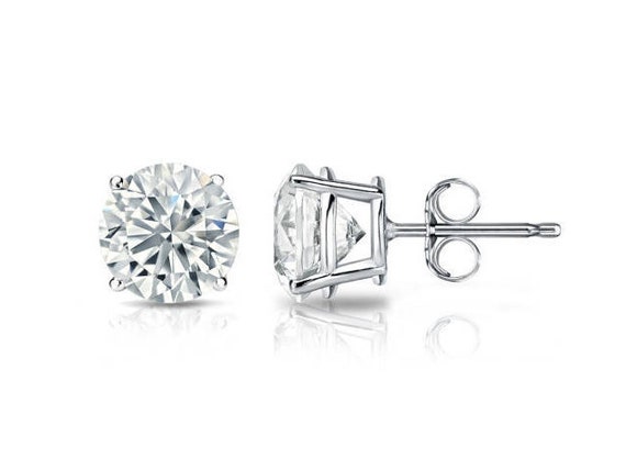 2 Pairs Cubic Zirconia Stud Earrings Set For Sensitive Ears, Round & Princess Cut 5mm 14K Gold Silver Plated Hypoallergenic Earrings Women Men Gift Ready