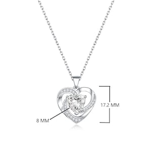 Diamond Heart Pendant in 14K White Gold Over With Chain, Women's ...
