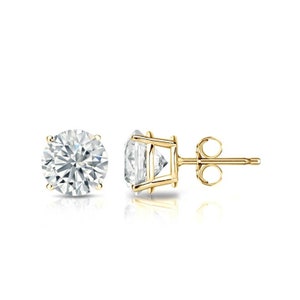 2 Ct Brilliant Round Diamond Stud Earrings, Women Diamond Earrings, Men Earrings, 14K White Gold, 14K Yellow Gold, Classic Everyday Earrings image 7