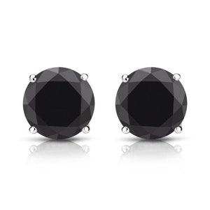 1 Ct  Black Diamond Stud Earrings, 14K White Gold Over Women&#39;s Earrings, Men&#39;s Earring, Gift for her, Gift for Mom, Bridal Jewelry, Birthday