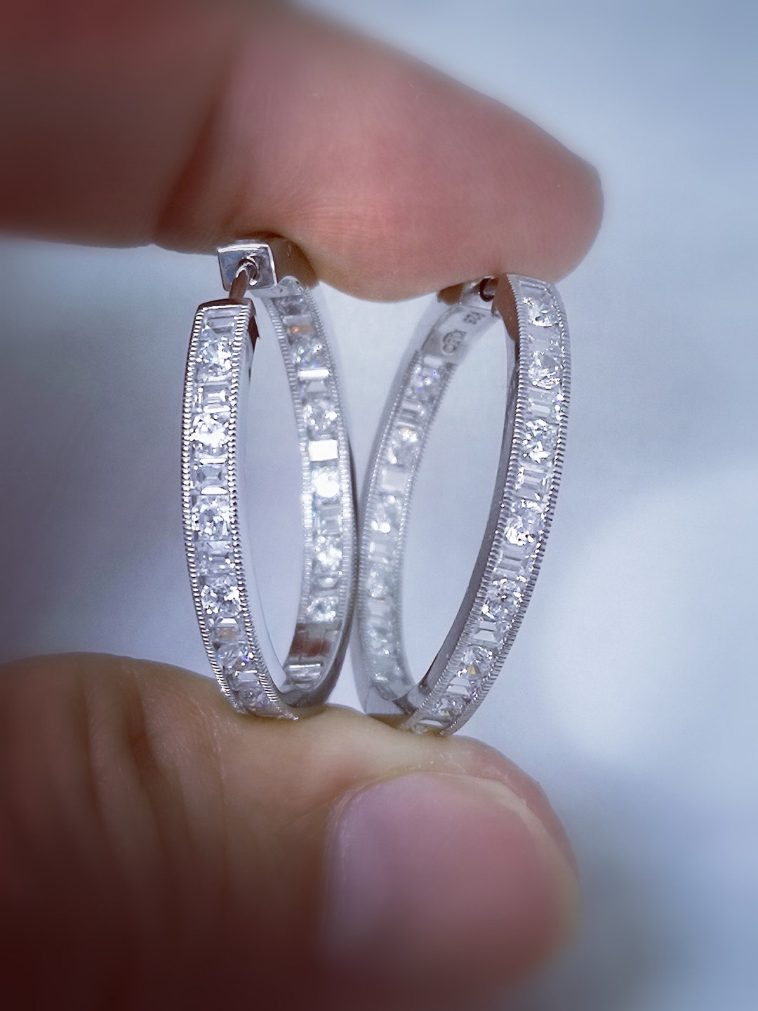 2 inch online diamond hoop earrings