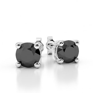 Aretes de diamante negro de 1/4 ct, aretes para mujer, aretes para hombre, aretes de diamantes, un gran regalo para ella, regalo para mamá, regalo de cumpleaños