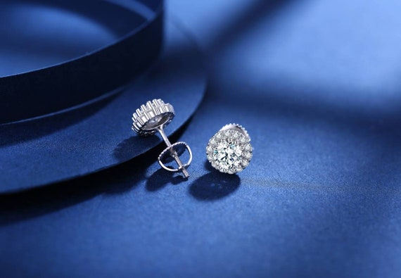 Buy Ct Diamond Halo Earrings, Brilliant Round Diamond Earring in