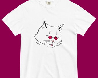 The 'DNB Cat' heavyweight unisex white T-shirt