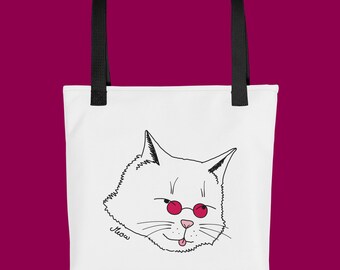 The 'DNB Cat' White Tote Bag