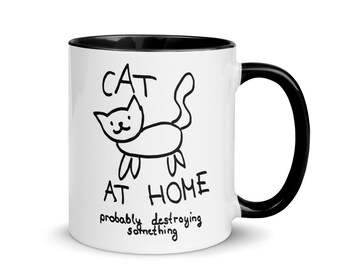 The 'Cat at Home' Meme Mug: For Those Who Know the Struggle of Feline Destruction - a Gift for Your Cat Lover Friend