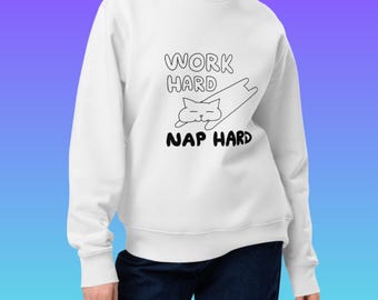 The 'Work Hard Nap Hard' Unisex White Sweatshirt