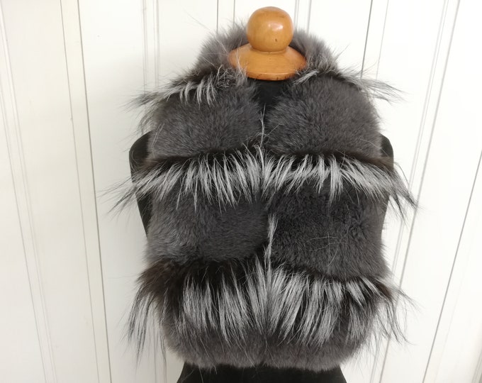 Real fox fur collar ,Real fur shawl grey color , Winter fur collar,  fox fur neckwarmer , Gift for women's and girls