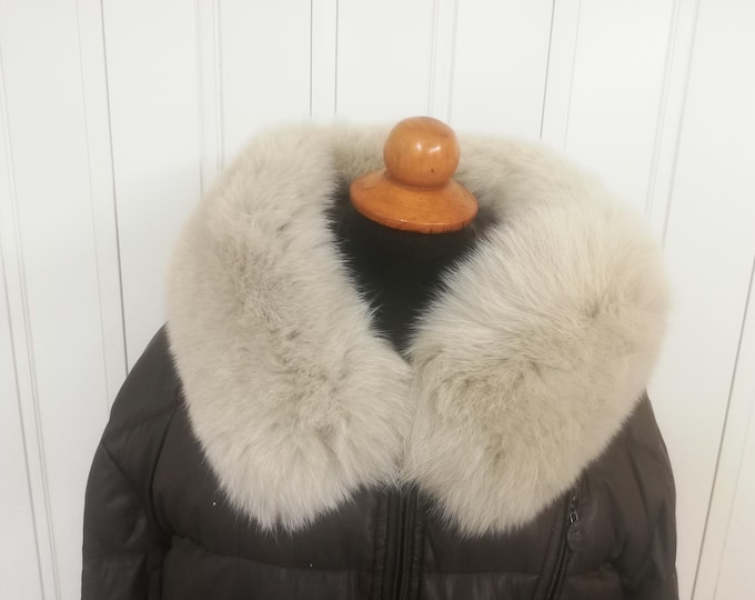 Shadow Fox Fur Hood Trim beige color, Genuine Fur Scarf