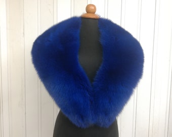 Real fox fur collar , fox fur fur shawl blue color ,Winter fox fur collar, real fur neckwarmer,real fox fur stole, Gift for women's & girls