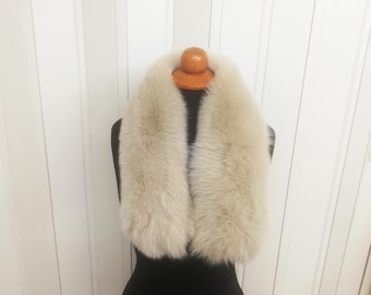 Handmade Fox Fur Collar: Beige Neck Warmer Shawl