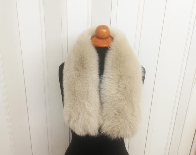 Handmade Fox Fur Collar: Beige Neck Warmer Shawl