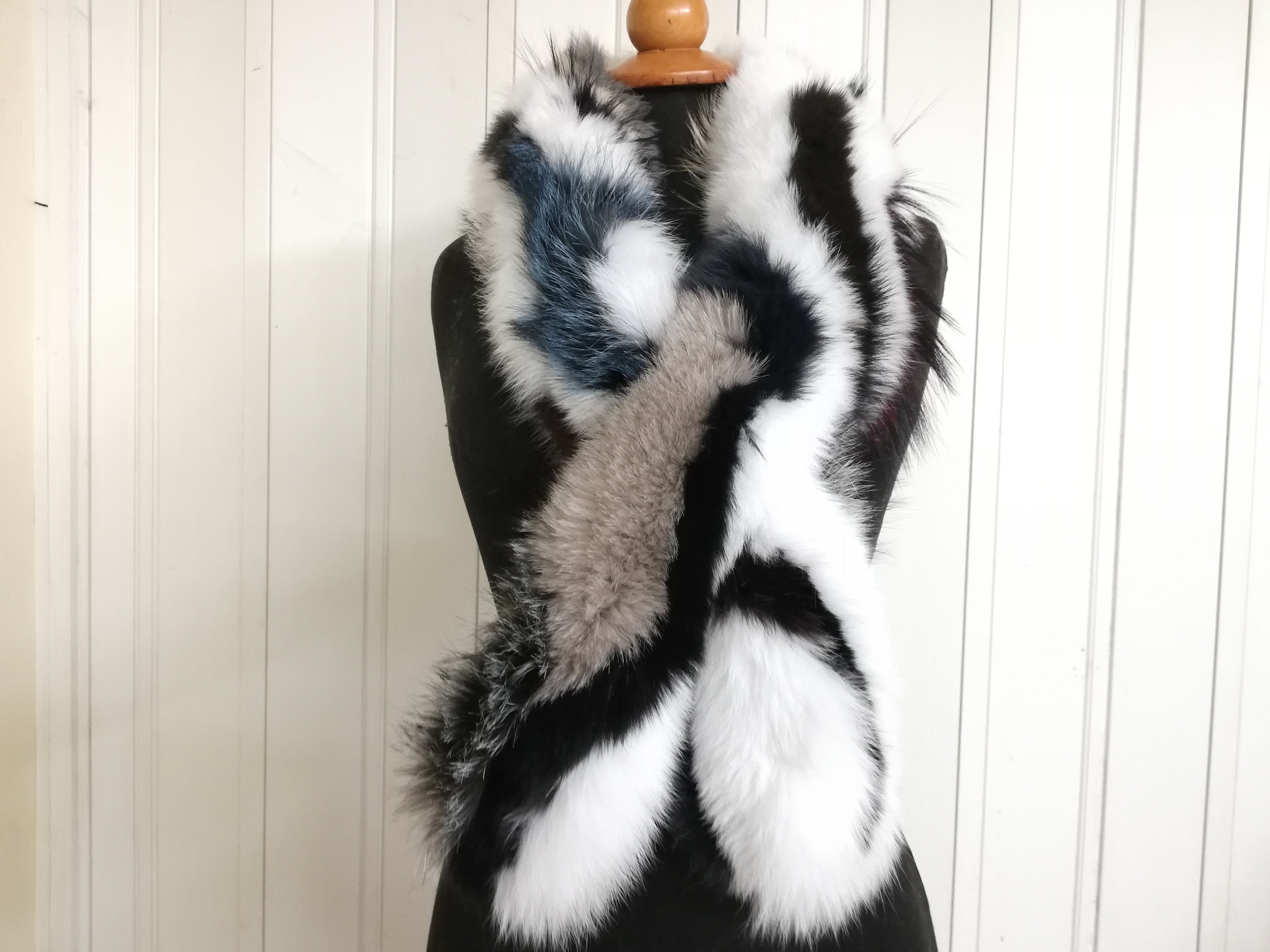 multicolor fox fur scarf