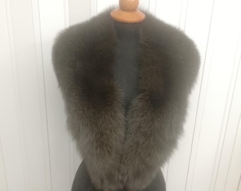 Handmade Khaki Green Fox Fur Collar - Winter Neck Warmer